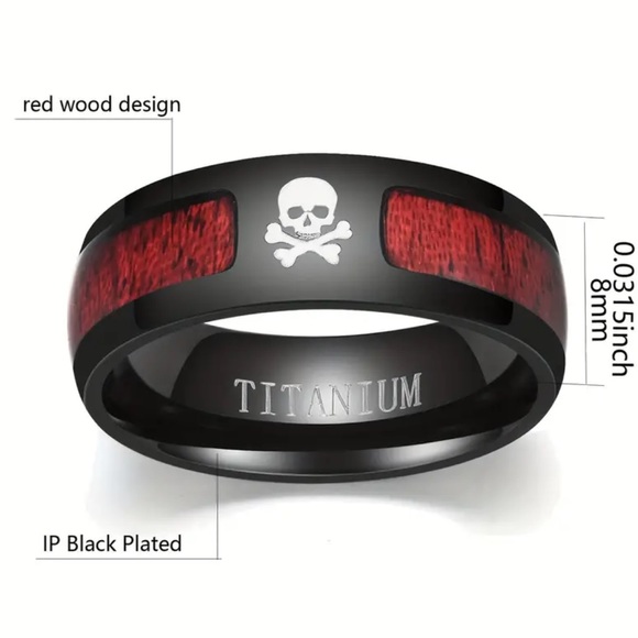 MENS BLACK PLATED TITANIUM RING WITH WHISKEY 🥃 BARREL INSIDE - Picture 2 of 9